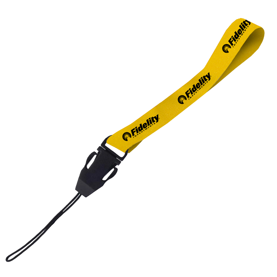 Hi-Viz Wrist Phone Strap Black Sublimation Print S/Sided with Cellphone Clip